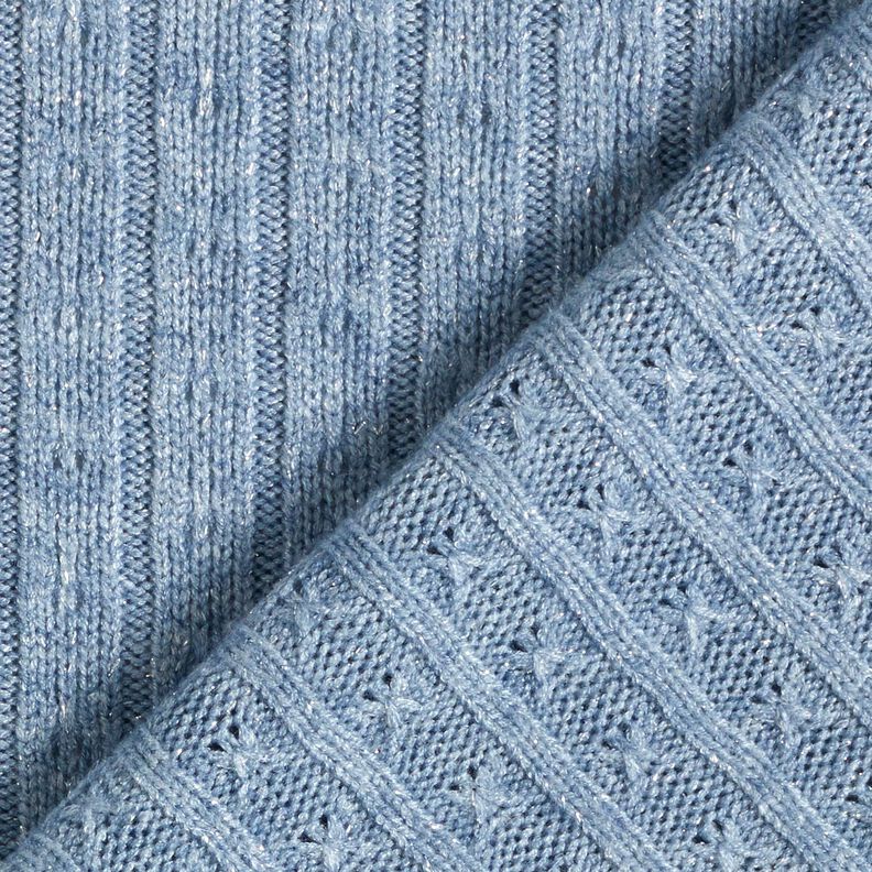tessuto in maglia Ajour eleganti strisce glitterate – azzurro,  image number 4