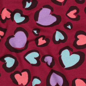felpa garzata Cuori variopinti | Poppy Fabrics – lampone, 