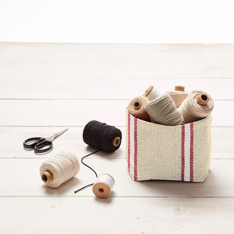 Tessuto in cotone Rustico – rosso carminio/naturale, image number 6