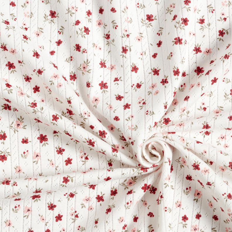 Ajour jersey di cotone Piccoli fiorellini – avorio, image number 3