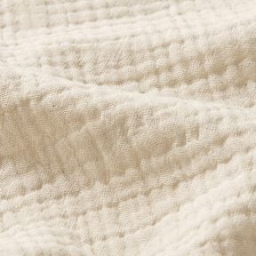 mussolina / tessuto doppio increspato misto lino Uni  – naturale, 