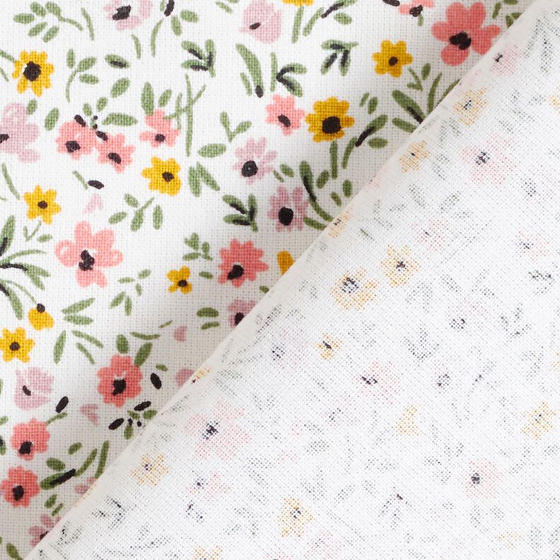 tessuto in cotone cretonne Fiorellini delicati – bianco/rosa anticato, image number 4