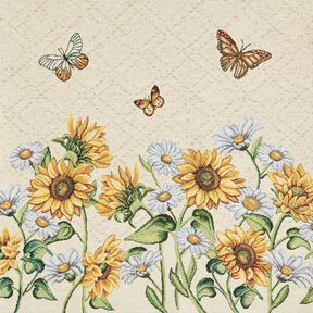 taglio di tessuto arredo gobelin Girasoli – beige chiaro/giallo sole, 