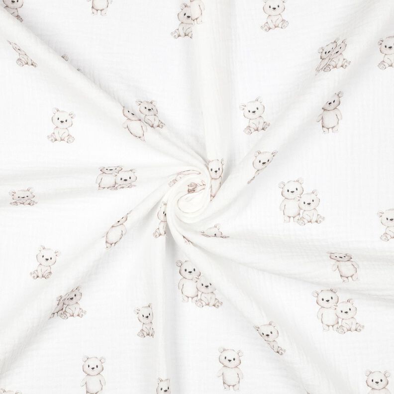 GOTS mussolina / tessuto doppio increspato Simpatici orsetti stampa digitale | Poppy Fabrics –,  image number 3