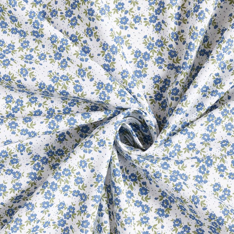 popeline di cotone Mare di boccioli – colore blu jeans/bianco, image number 3