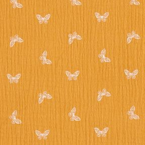mussolina / tessuto doppio increspato Farfalle delicate – giallo curry, 
