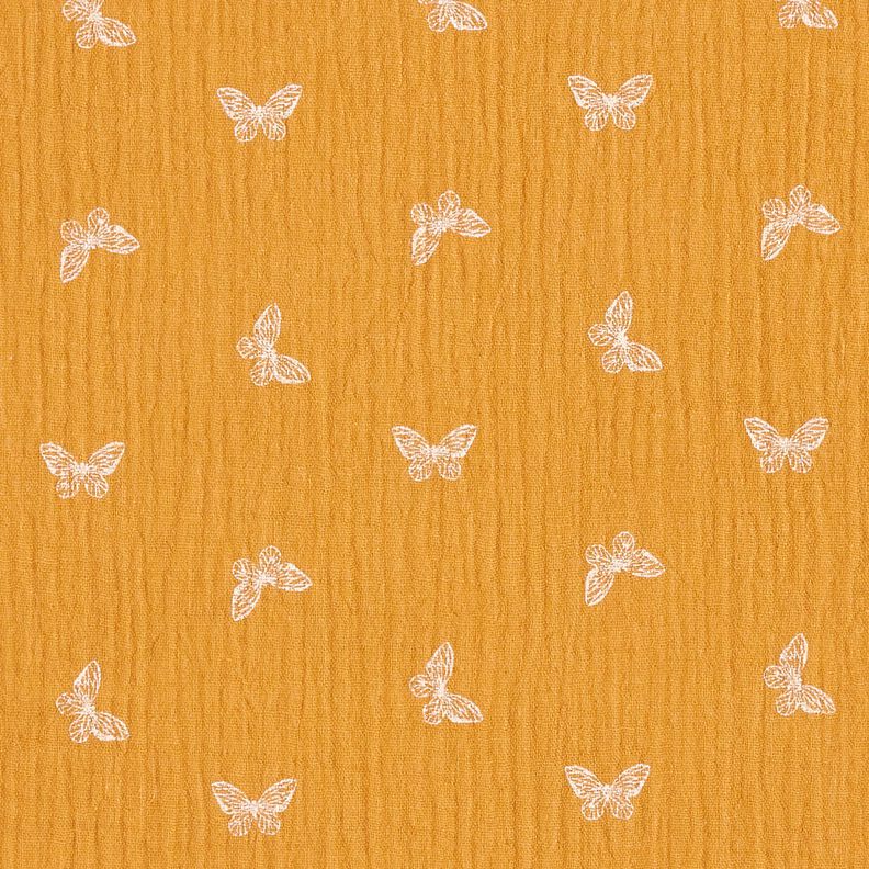 mussolina / tessuto doppio increspato Farfalle delicate – giallo curry, image number 1