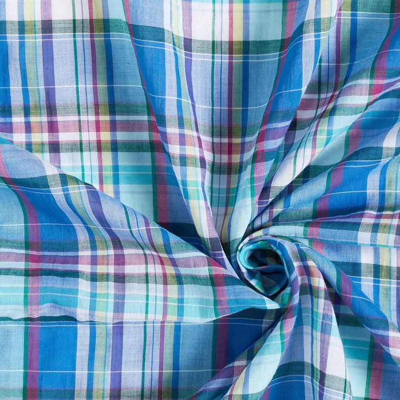 Misto cotone leggero a quadri colorati – blu,  image number 3