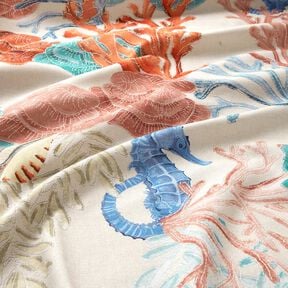 tessuto arredo mezzo panama Coralli colorati &ndash; tortora chiaro/azzurro, 