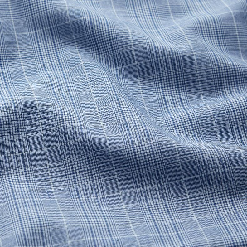 Tessuto per camicie a quadretti fini – bianco/colore blu jeans,  image number 2