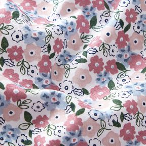 popeline di cotone bio Mare di fiori – bianco/azzurro, 