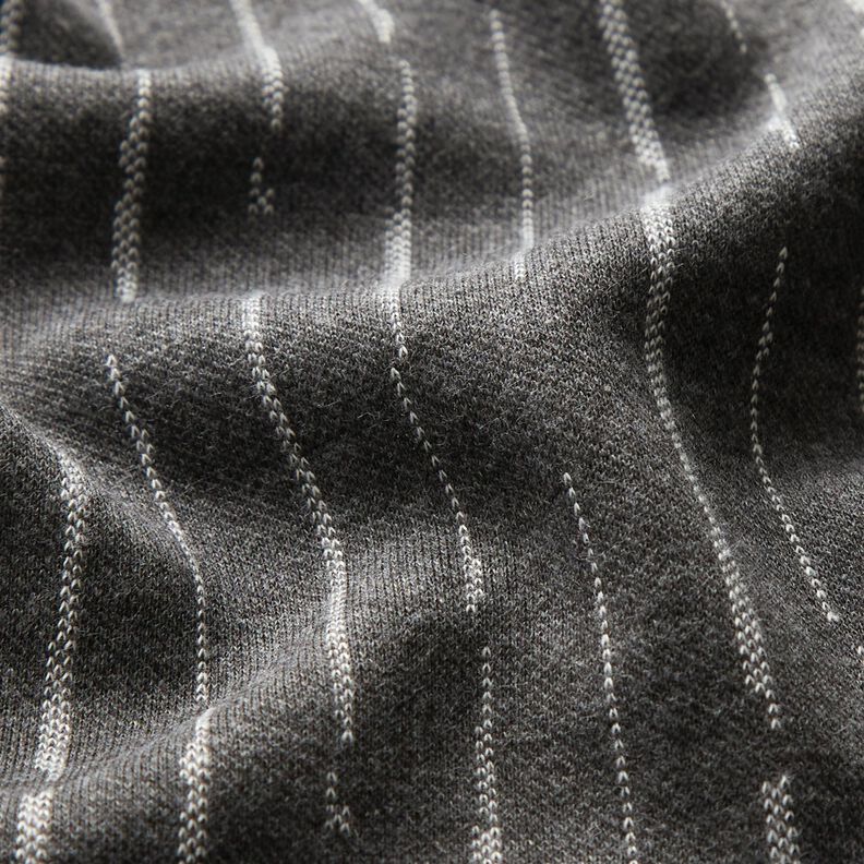 maglia jacquard Righe interrotte – granito/bianco lana,  image number 2