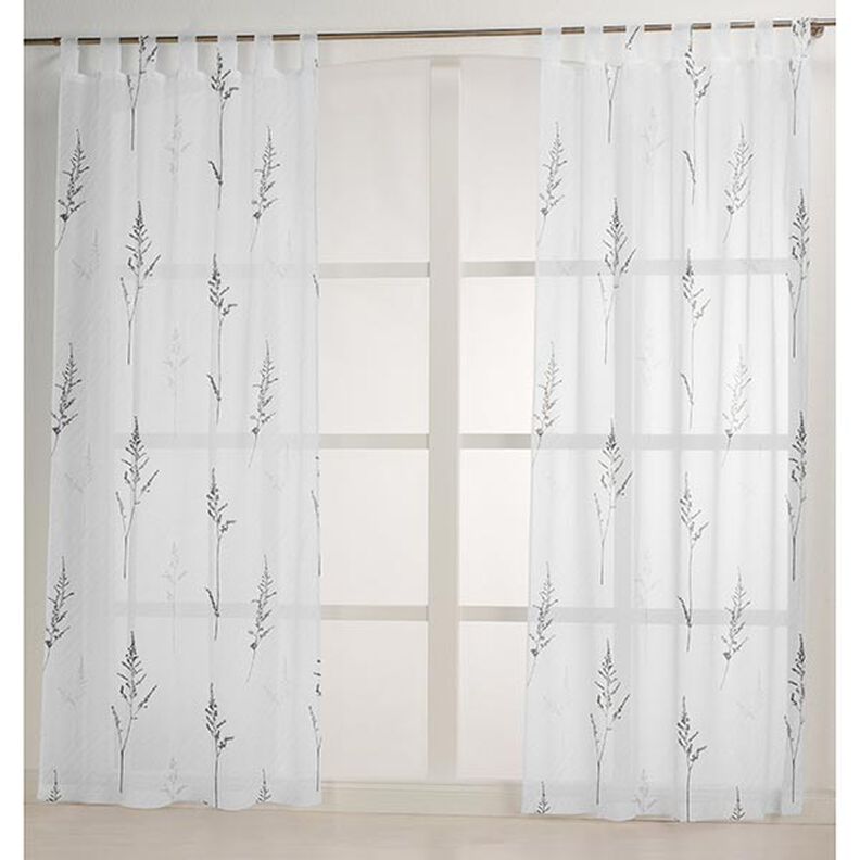 tessuto per tende a vetro voile Erbe pregiate 295 cm – bianco/nero,  image number 6