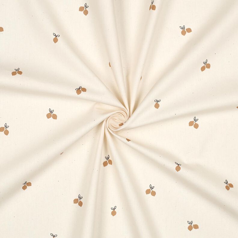 GOTS popeline di cotone Piccoli limoni | Poppy Fabrics – naturale/marrone capriolo,  image number 3