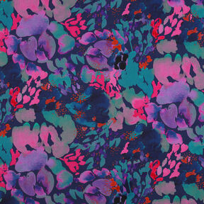 satin di cotone Presence Charcole stampa digitale | Nerida Hansen – blu notte/lavanda, 
