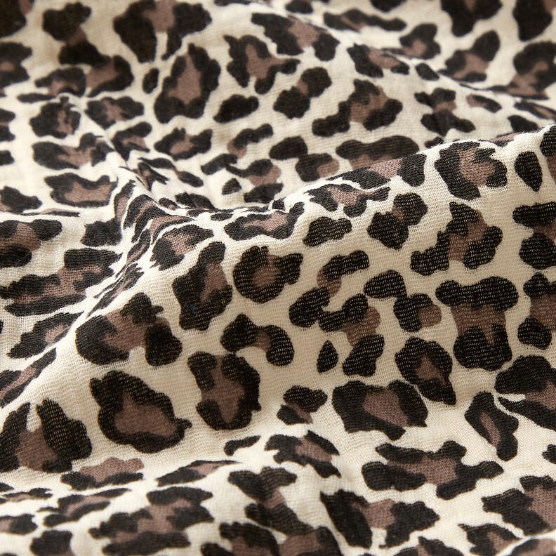 mussolina / tessuto doppio increspato Stampa leopardata – beige chiaro/cioccolato,  image number 2