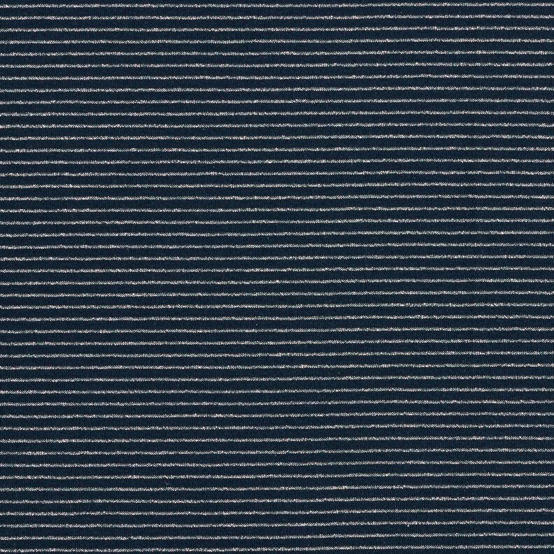 Jersey di cotone rigato lurex – blu notte/argento, image number 1