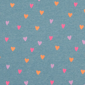 jersey di cotone Cuori al neon | by Poppy – blu colomba/arancio neon, 