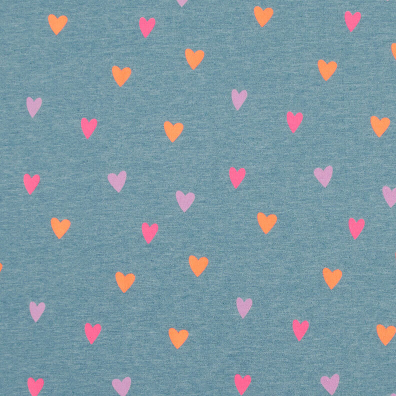 jersey di cotone Cuori al neon | by Poppy – blu colomba/arancio neon,  image number 1