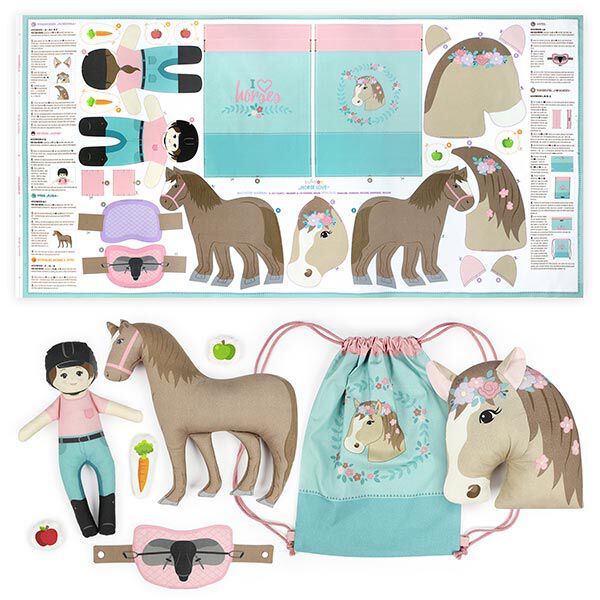 HORSE LOVE Cut & Sew, taglio di tessuto in cotone con cavalli [ 80 x 155 cm ] | Kullaloo,  image number 3