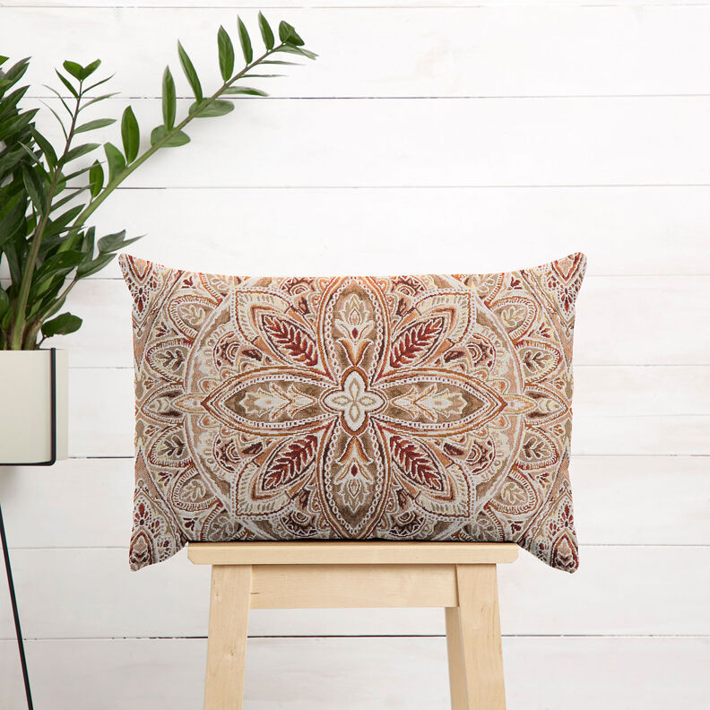 tessuto arredo gobelin Delicato mandala – bianco lana/bronzo, image number 6
