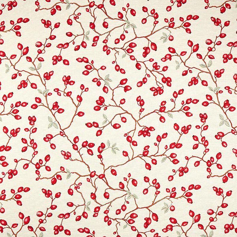 tessuto arredo gobelin rosa canina – beige chiaro/rosso,  image number 1