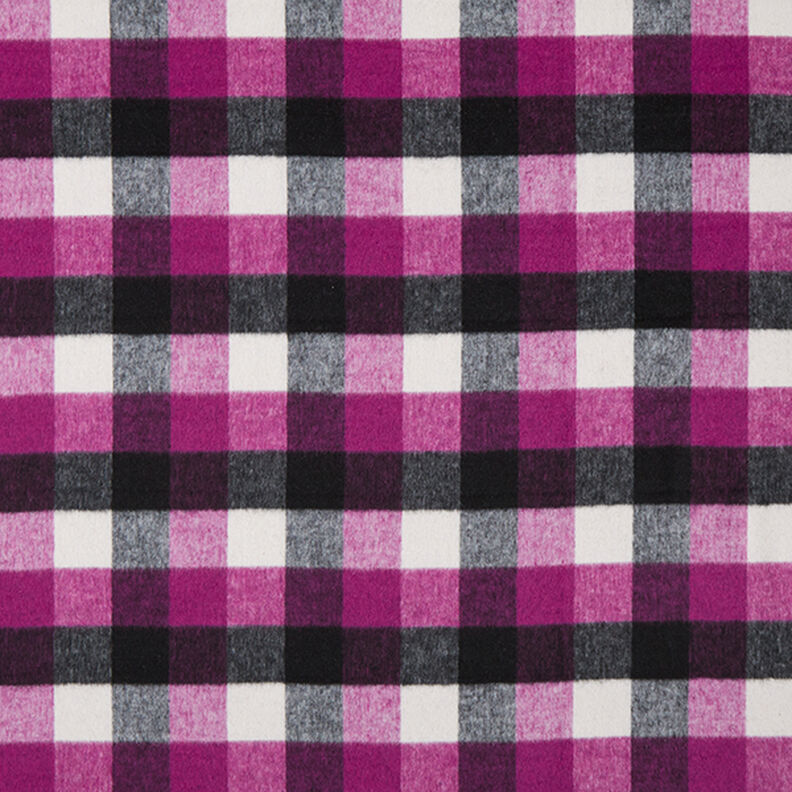 Tessuto per cappotto in misto lana vergine a quadri – uva,  image number 1