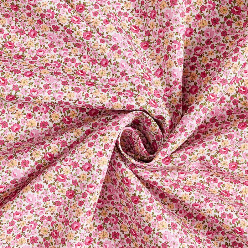 popeline di cotone Millefiori – bianco/rosa, image number 3