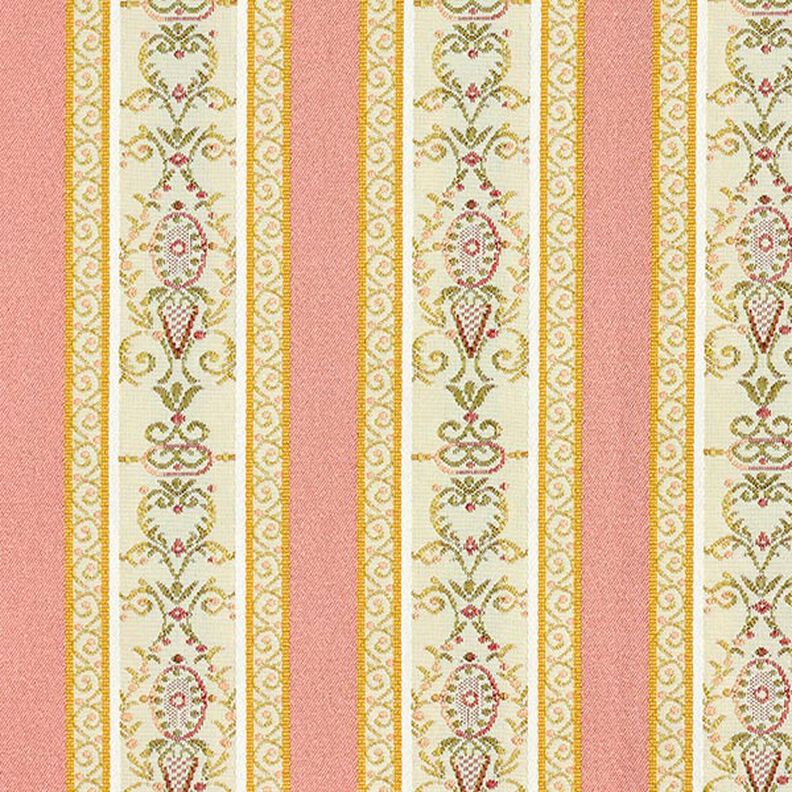 tessuto per arredi, jacquard, righe in stile Biedermeier – crema/rosa anticato,  image number 1