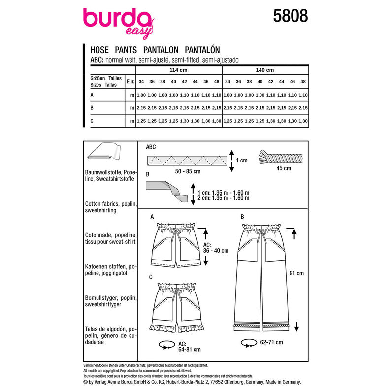 Pantaloni | Burda 5808 | 34-48,  image number 12