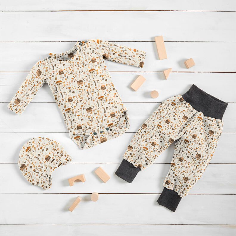 jersey di cotone Piccole case sul prato – bianco lana, image number 6