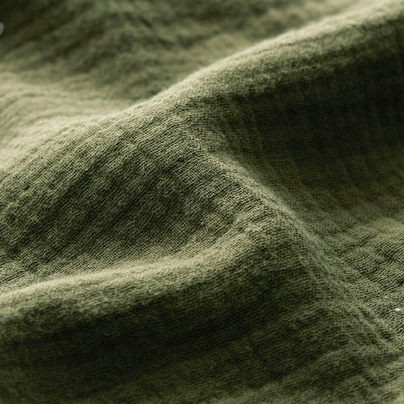 mussolina / tessuto doppio increspato – verde oliva,  image number 5