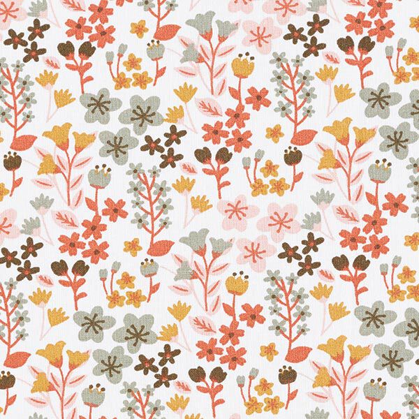 tessuto in cotone cretonne fiori in filigrana – arancione/bianco,  image number 1