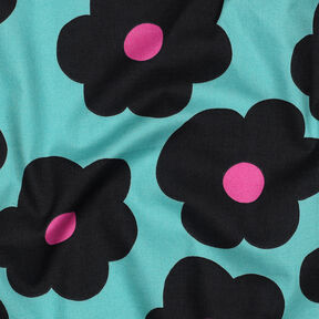 popeline di cotone Big Flower | Nerida Hansen – turchese chiaro/nero, 
