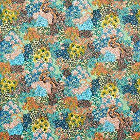 cotone rivestito Mare di fiori – blu oceano/terracotta, 