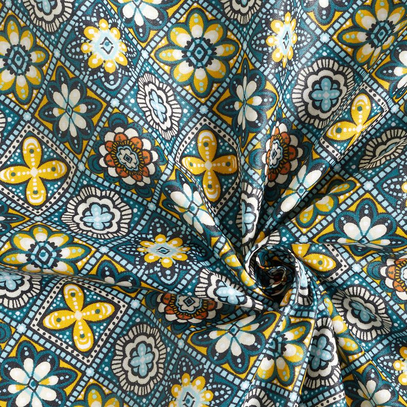 cotone rivestito Piastrelle artistiche – petrolio/giallo,  image number 4