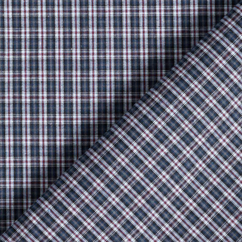 Tessuto per camicia a quadretti doppi – blu marino/rosso Bordeaux,  image number 4
