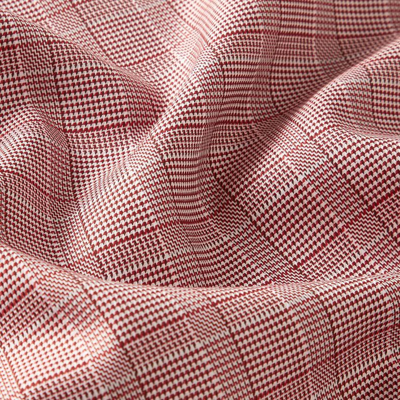 Misto cotone Principe di Galles – bianco/rosso borgogna, image number 2