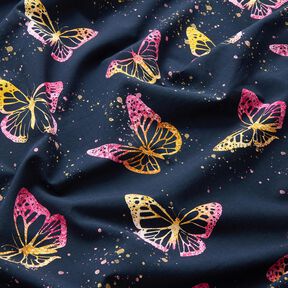 jersey di cotone Farfalle | Glitzerpüppi – blu notte/pink, 
