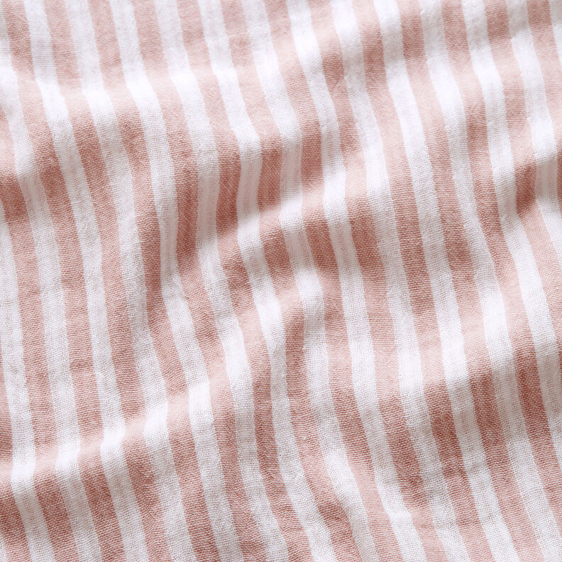 mussolina / tessuto doppio increspato double face Righe – rosa anticato/bianco,  image number 2