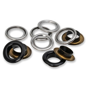 Occhielli con rondelle [15 pezzi | Ø 14 mm] | Prym – nero/argento effetto metallizzato, 