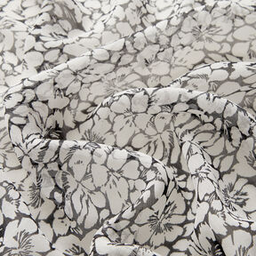 Chiffon increspato con ornamenti floreali – bianco/nero, 