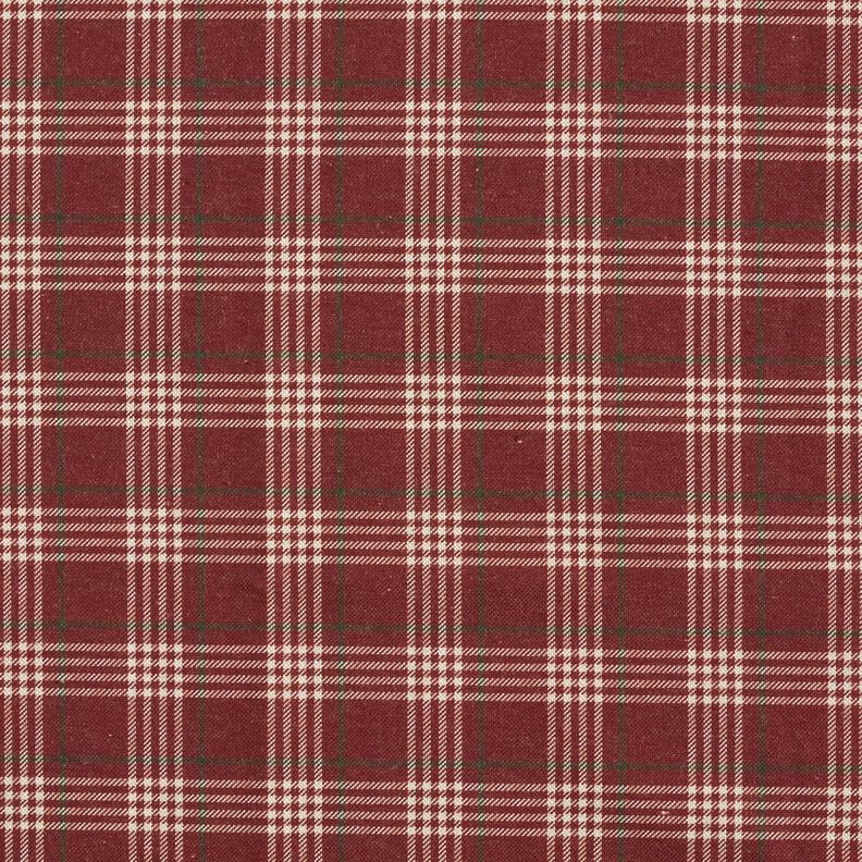 tessuto arredo mezzo panama Quadri classici – rosso borgogna/naturale,  image number 1