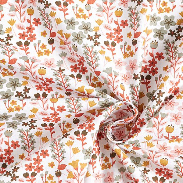 tessuto in cotone cretonne fiori in filigrana – arancione/bianco,  image number 3