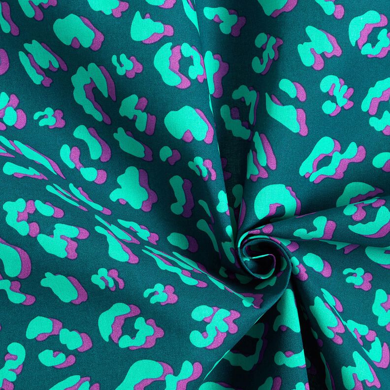cotone rivestito Leopardo astratto | Poppy Fabrics – petrolio/lillà, image number 3