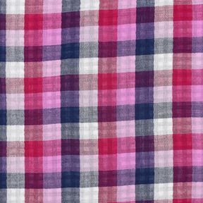 mussolina / tessuto doppio increspato Quadri double face | Poppy Fabrics &ndash; lill&agrave;/blu marino | Resto 50cm, 