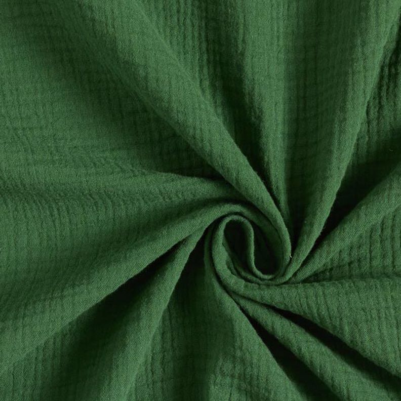 GOTS mussolina / tessuto doppio increspato | Tula – verde scuro,  image number 1