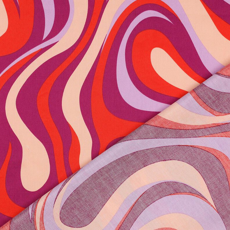 satin di cotone Onde retrò | Poppy Fabrics – porpora/arancione,  image number 4