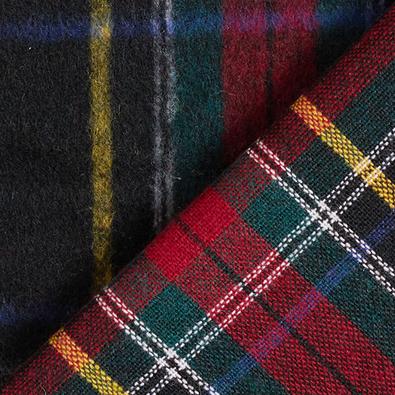 Tessuto per cappotto in misto lana vergine tartan – nero/rosso,  image number 4