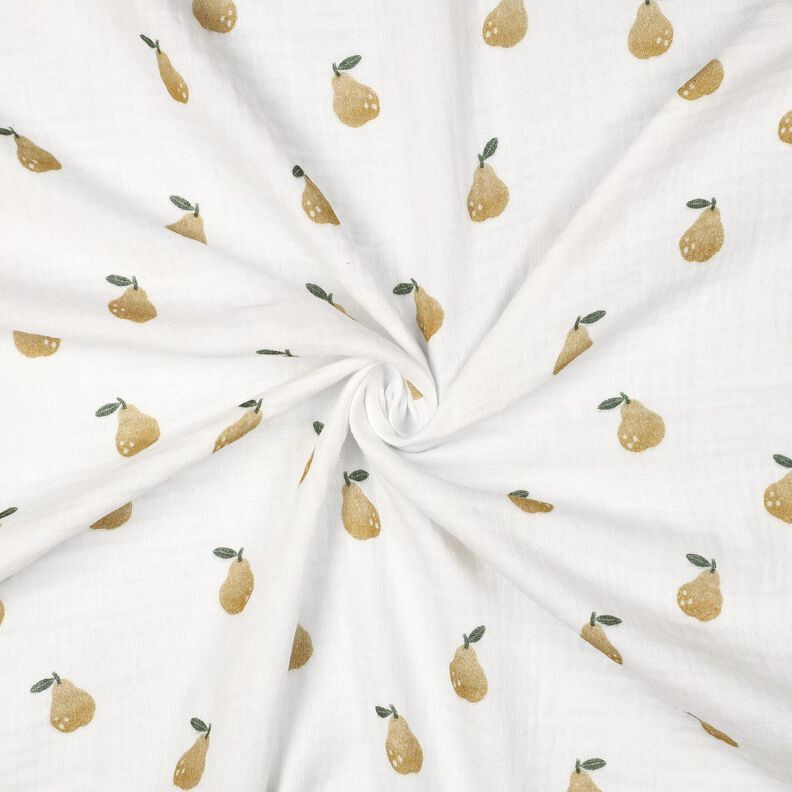 mussolina / tessuto doppio increspato pera stampa digitale | Poppy Fabrics – bianco/oliva giallastro,  image number 3